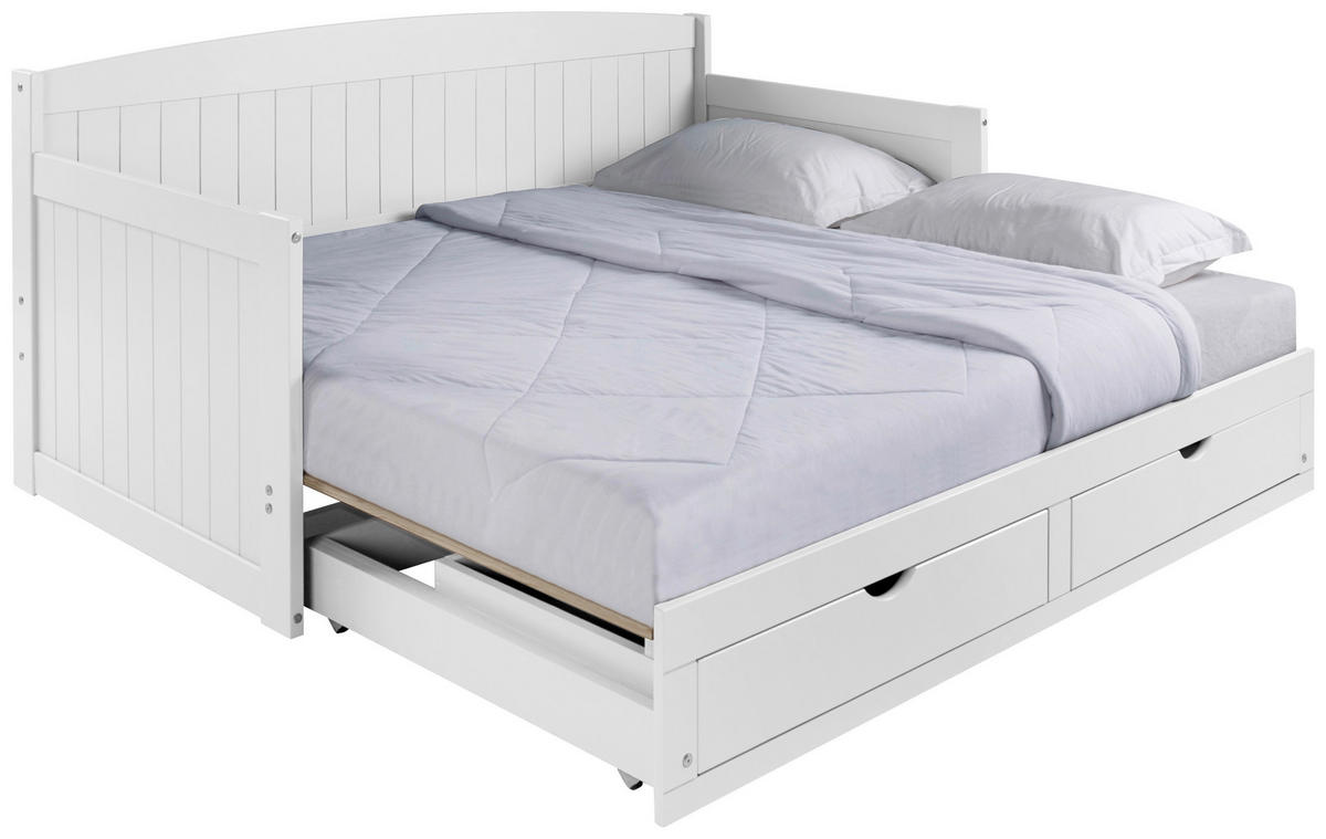 KREVET NA IZVLAČENJE   bijela  - boje bora/bijela, Romantično / ladanjski, drvni materijal/drvo (90-180/200cm) - MID.YOU