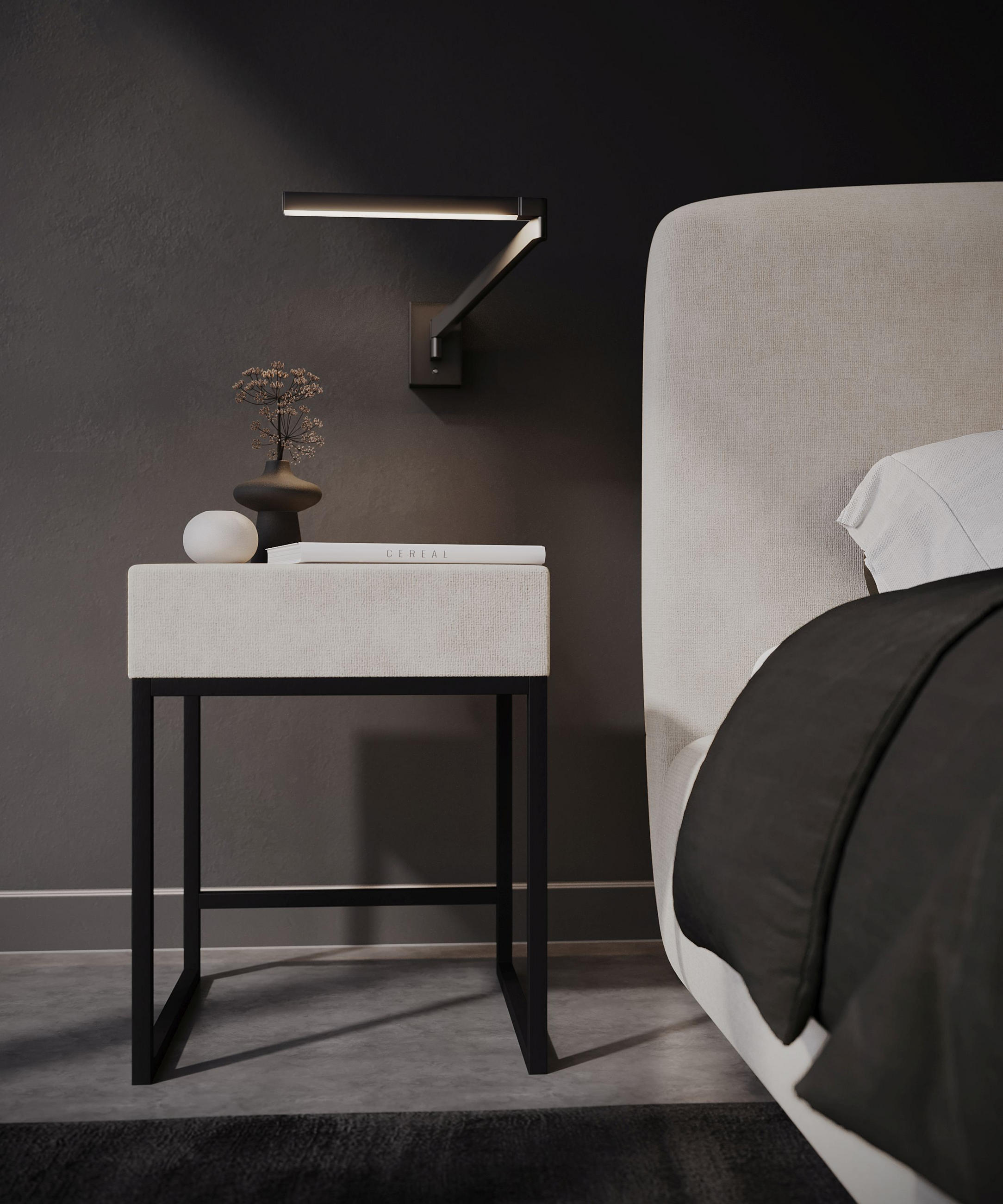 NACHTSCHRANK 45/55/45 cm  - Schwarz/Naturfarben, Design, Textil/Metall (45/55/45cm) - Esposa