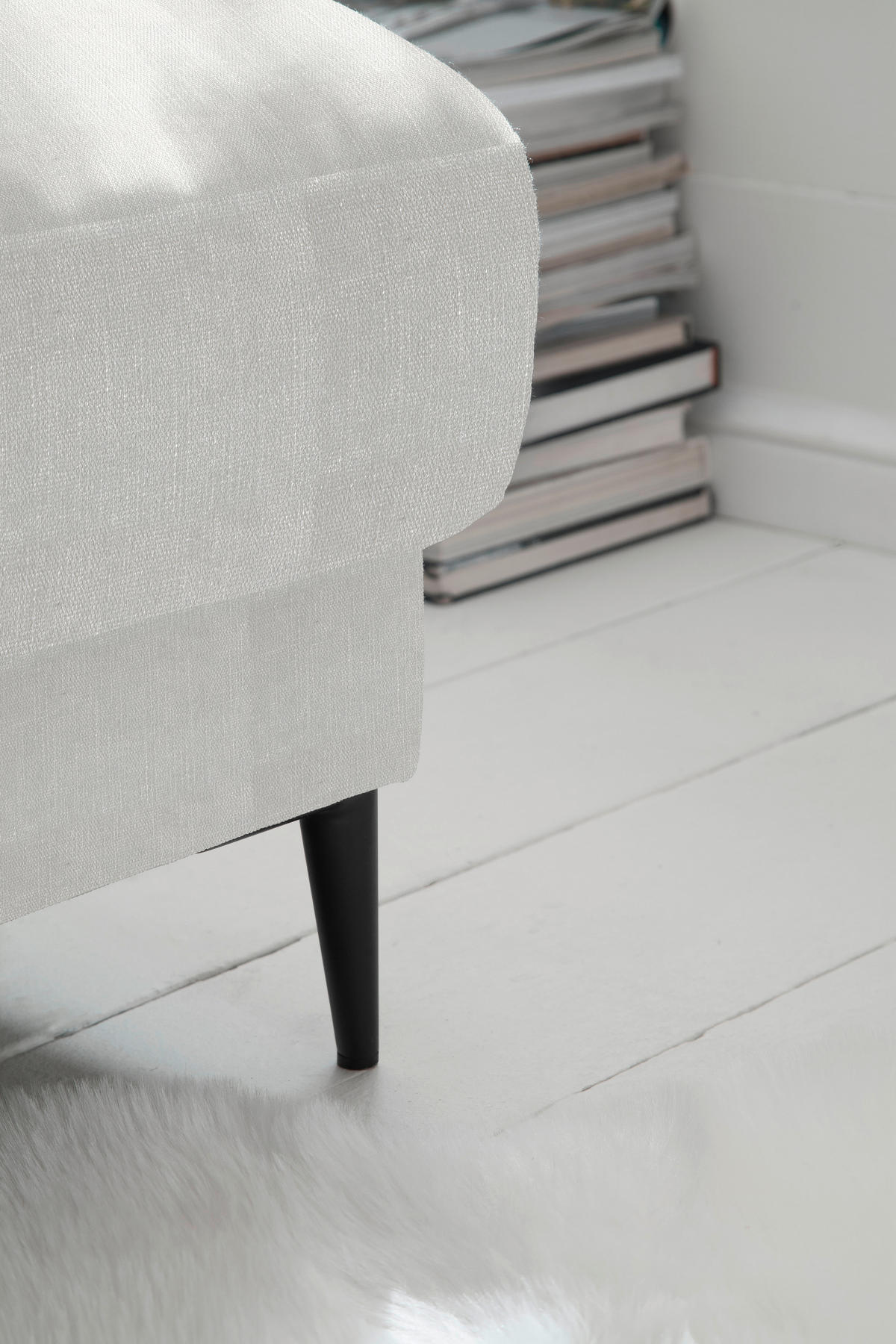 ECKSOFA in Flachgewebe Creme  - Creme/Schwarz, Design, Textil/Metall (296/207cm) - Dieter Knoll
