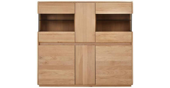 HIGHBOARD 153/138/41 cm  - Wildeiche, Basics, Glas/Holz (153/138/41cm) - Linea Natura