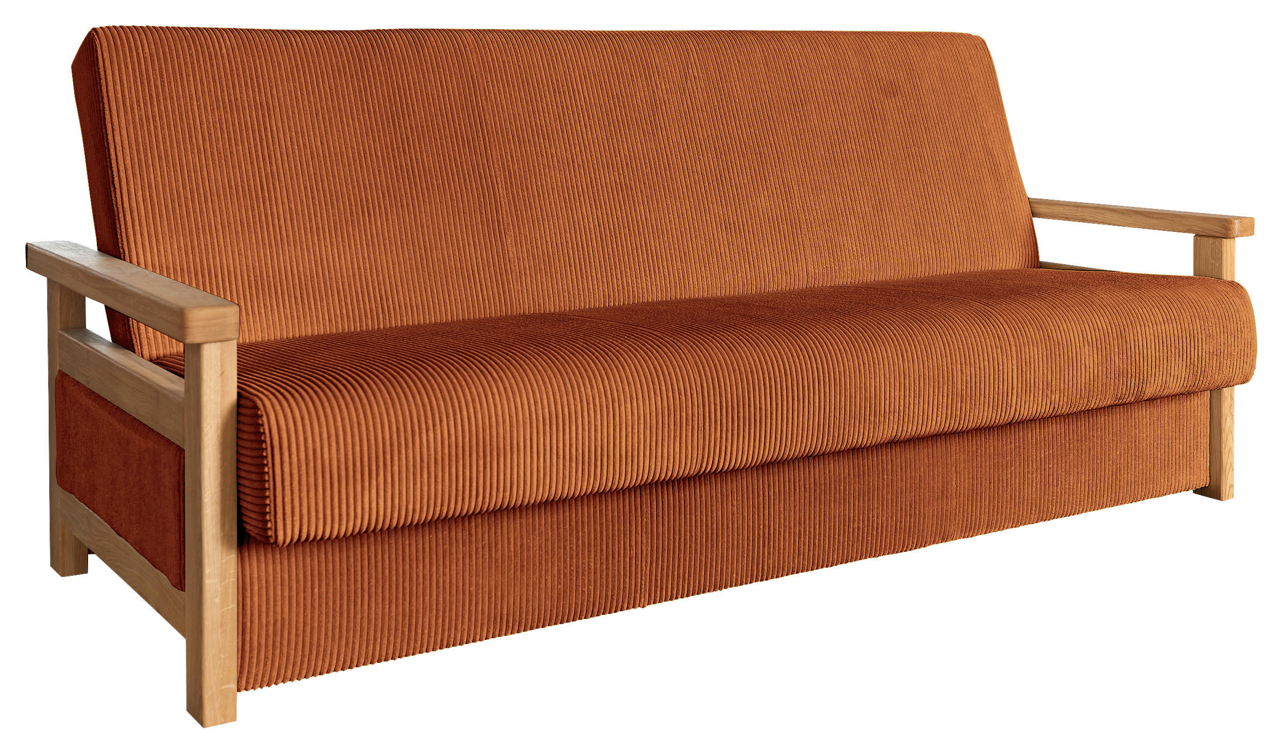 SCHLAFSOFA in Cord Terracotta  - Terracotta/Naturfarben, Design, Holz/Textil (220/90/90cm) - P & B