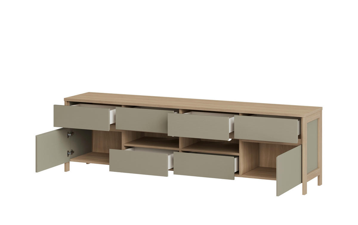 LOWBOARD  193/58/39 cm 6 Schublade(n) Typenauswahl, stehend  - Eichefarben/Eukalyptusholzfarben, Design, Holzwerkstoff (193/58/39cm) - MID.YOU