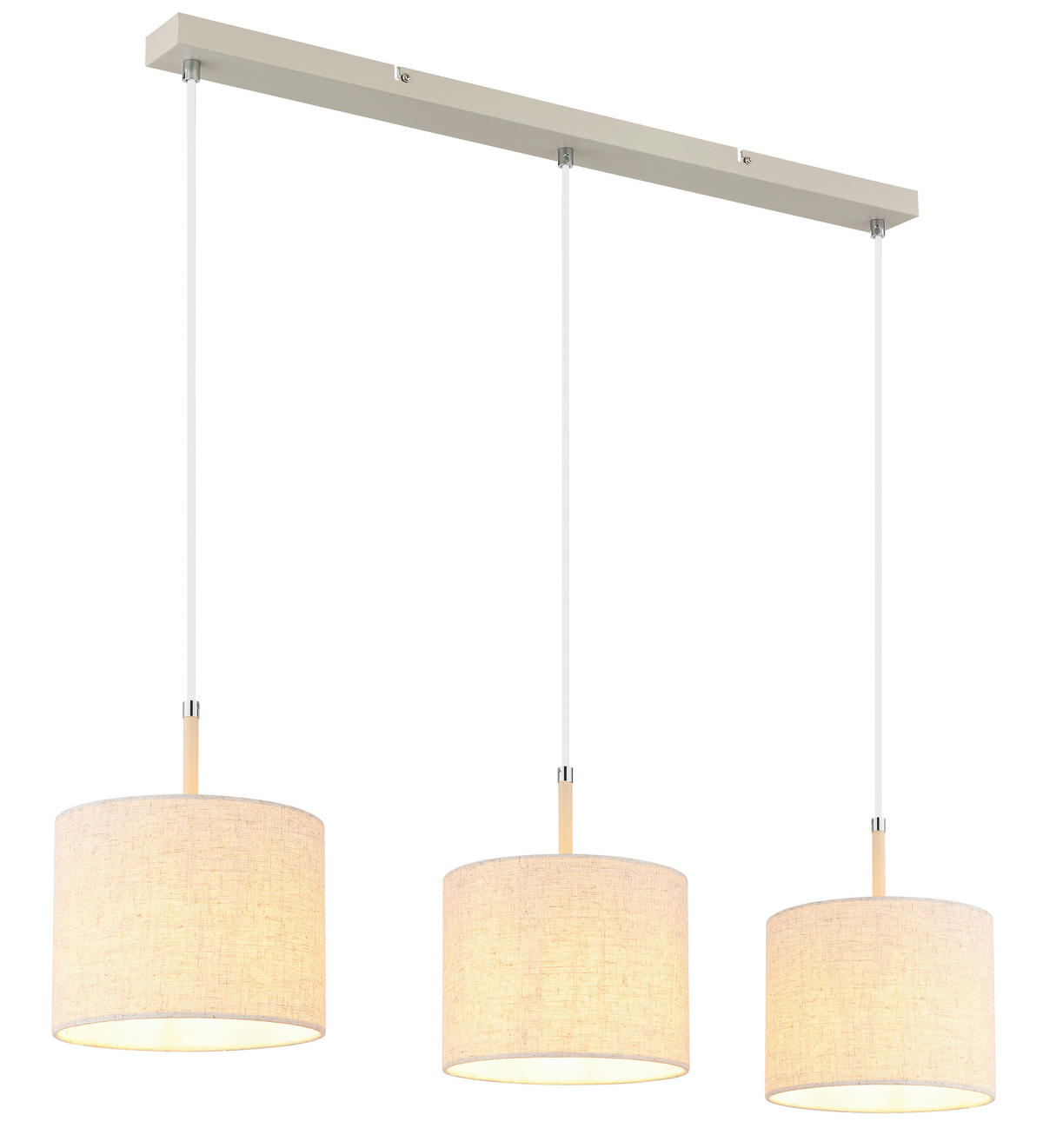 HÄNGELEUCHTE Deleon 90/20/120 cm  - Sandfarben/Chromfarben, Design, Kunststoff/Textil (90/20/120cm) - Globo