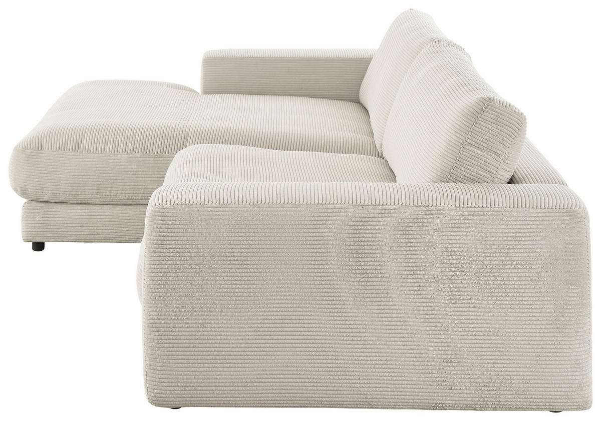ECKSOFA in Cord Hellgrau  - Hellgrau/Schwarz, Design, Kunststoff/Textil (190/270cm) - Lomoco
