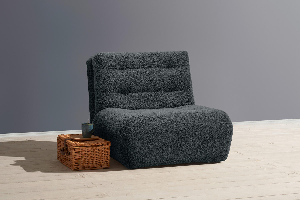 SCHLAFSESSEL Teddystoff Anthrazit    - Anthrazit/Schwarz, KONVENTIONELL, Kunststoff/Textil (90/85/100cm) - Carryhome