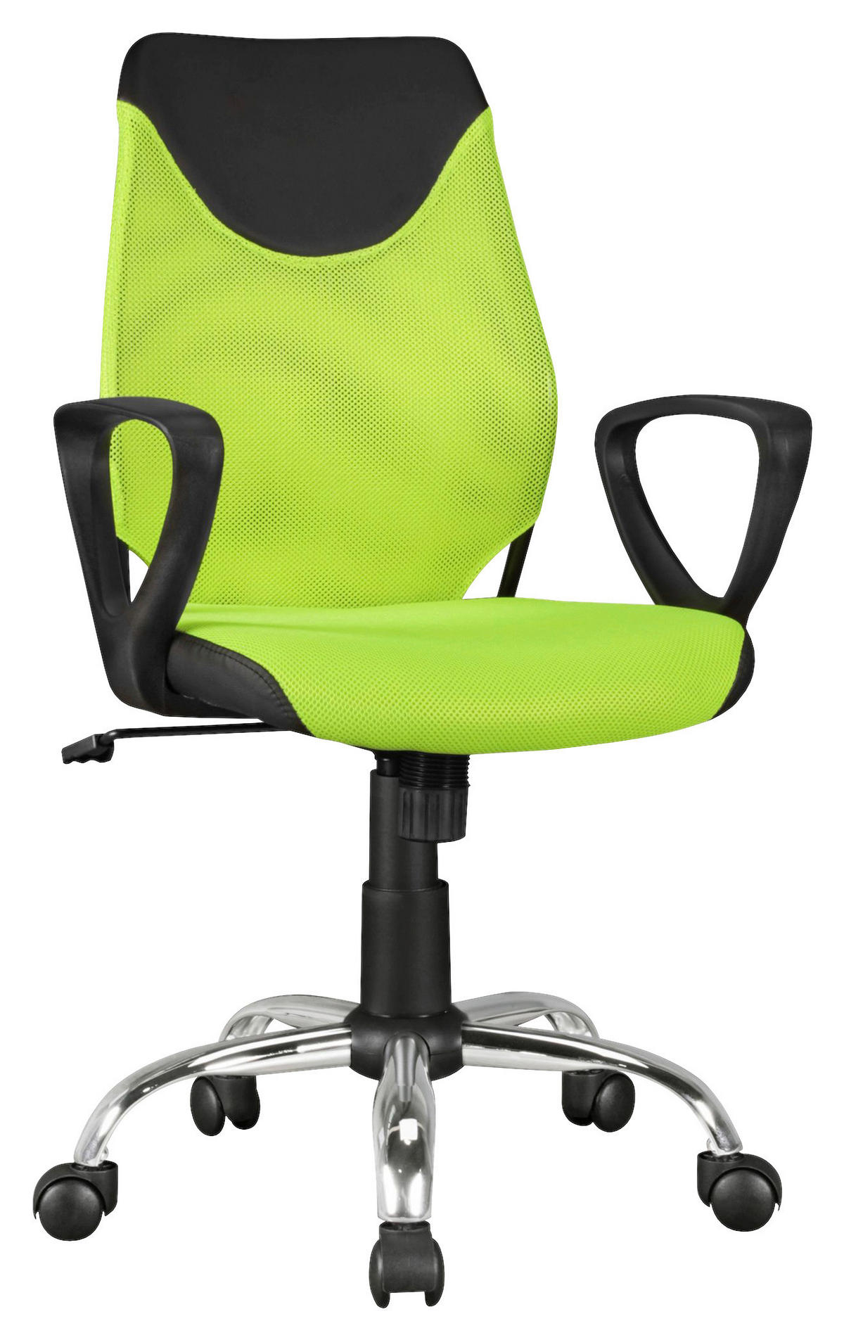 SNURRSTOL FÖR UNGDOMAR  i läderimitation, nät lime  - grön/kromfärg, Modern, metall/plast (60/105/60cm) - MID.YOU