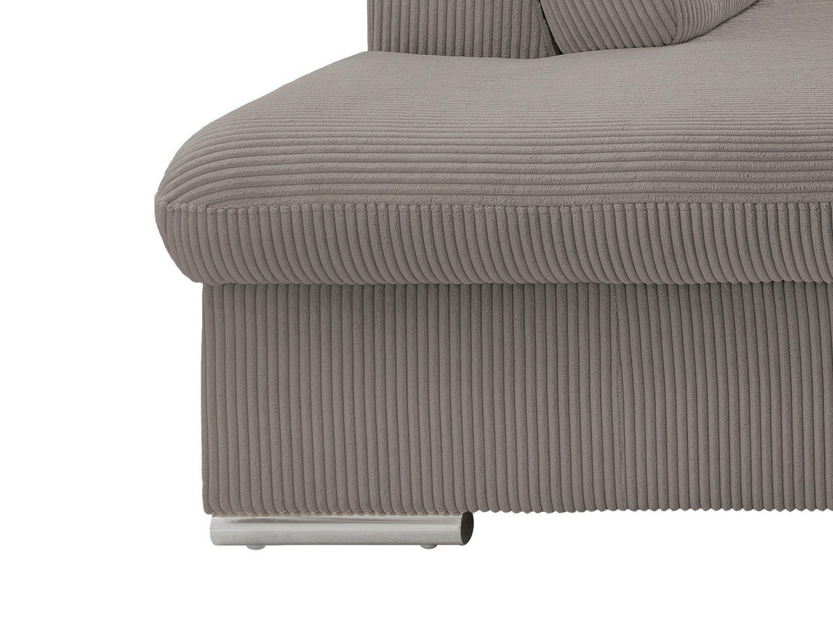 ECKSOFA Graubraun Cord  - Chromfarben/Graubraun, Design, Textil/Metall (228/283cm) - Livetastic
