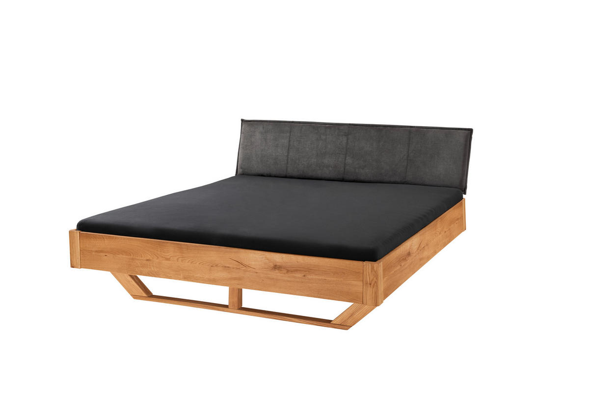BALKENBETT 140/200 cm  in Wildeiche  - Wildeiche/Anthrazit, Natur, Holz (140/200cm) - Linea Natura