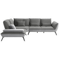 ECKSOFA Flachgewebe Hellgrau  - Hellgrau/Schwarz, Design, Textil/Metall (250/310cm) - Moderano
