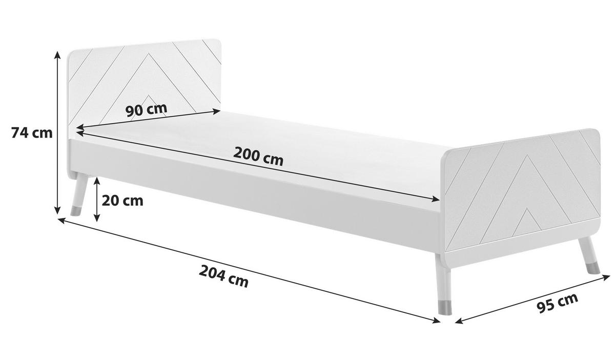 BETT 90/200 cm  in Weiß  - Weiß, KONVENTIONELL, Holzwerkstoff (90/200cm) - MID.YOU