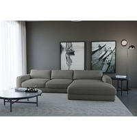 ECKSOFA in Cord Dunkelgrau  - Dunkelgrau/Schwarz, Modern, Textil (303/84/176cm) - Trendmanufaktur