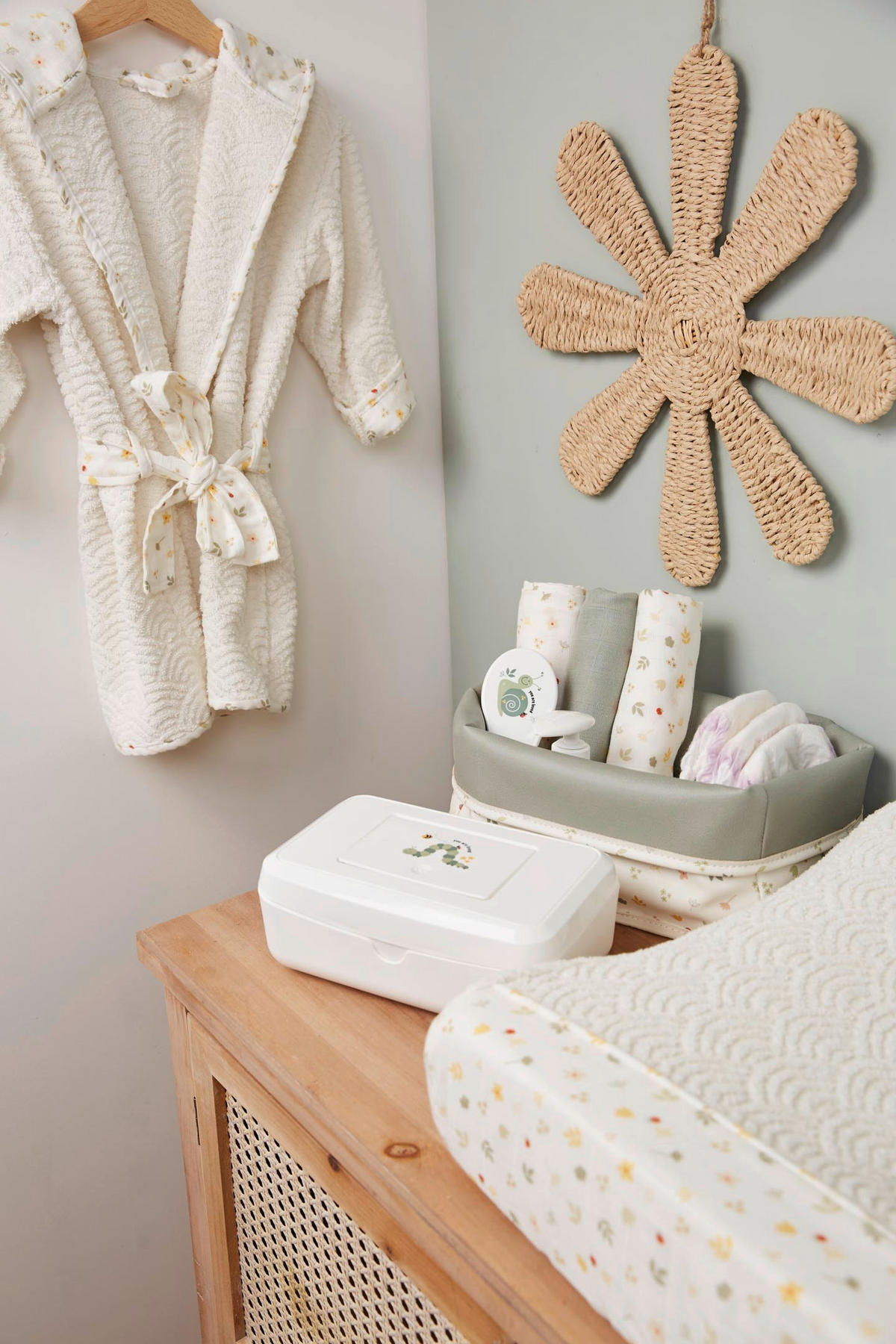 WICKELAUFLAGENBEZUG - Gelb/Weiß, Basics, Textil (75,5/45/10cm) - Bebe Jou