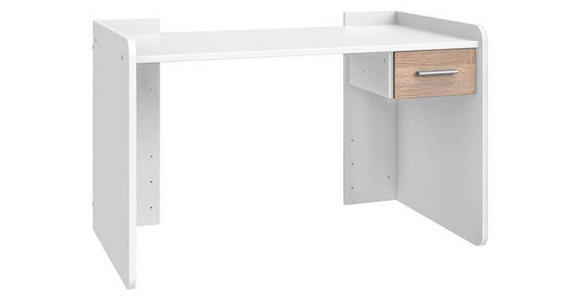 SCHREIBTISCH höhenverstellbar, Stauraum, seitenverkehrt montierbar - Eichefarben/Alufarben, KONVENTIONELL, Holzwerkstoff/Kunststoff (124/70/77cm) - Carryhome