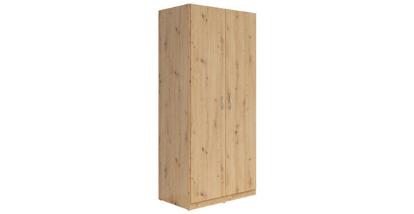 KLEIDERSCHRANK  in Eiche Artisan  - Silberfarben/Eiche Artisan, KONVENTIONELL, Holzwerkstoff/Kunststoff (91/197/54cm) - Carryhome