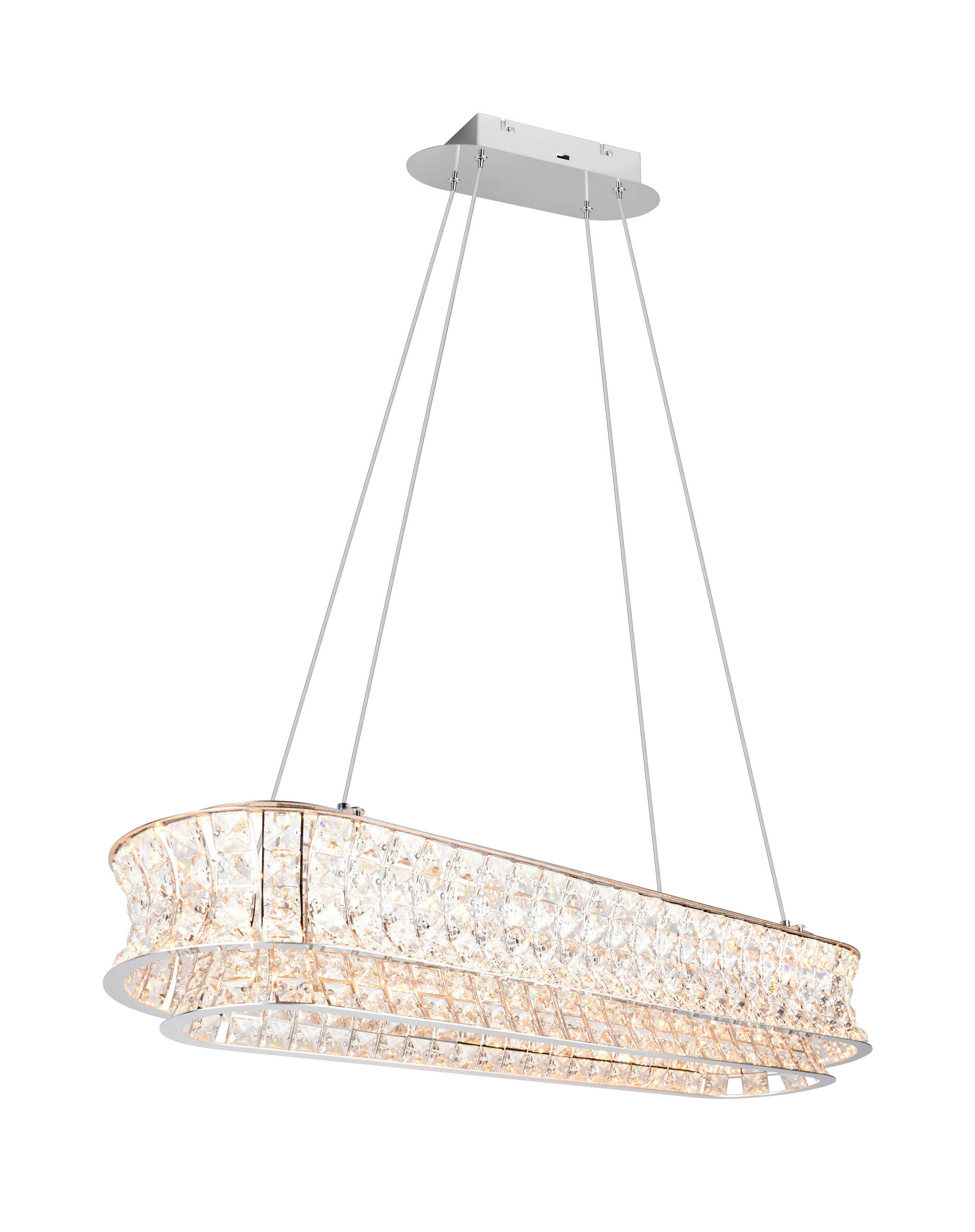 LED FÜGGESZTÉK - krómszínű/áttetsző, Basics, Üveg/fém (100/150/30cm)