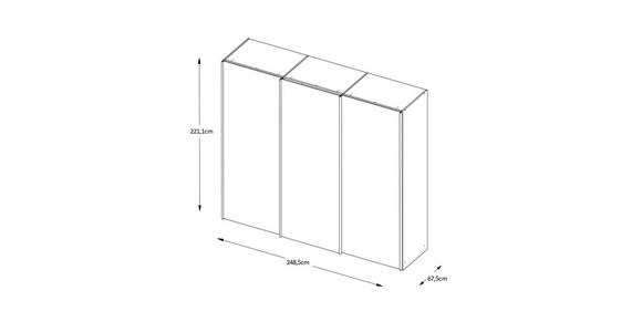 SCHWEBETÜRENSCHRANK  in Eiche Artisan  - Alufarben/Eiche Artisan, Holzwerkstoff/Metall (249/222/68cm) - Moderano