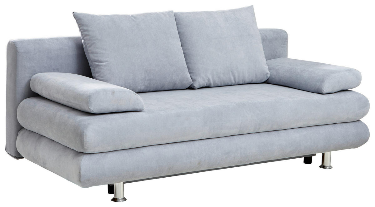 SCHLAFSOFA in Mikrofaser Hellblau  - Chromfarben/Hellblau, Design, Kunststoff/Textil (196/74/90cm) - Carryhome