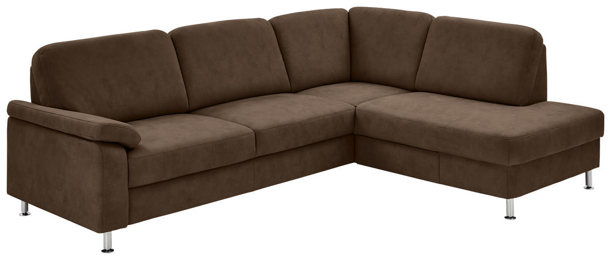 ECKSOFA in Mikrofaser Braun  - Braun, Design, Textil/Metall (266/202cm) - Beldomo System