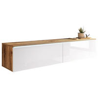 NÍZKA KOMODA, dub wotan, biela s vysokým leskom, 140/30/33 cm - sivá/biela s vysokým leskom, Lifestyle, kompozitné drevo/plast (140/30/33cm) - P & B