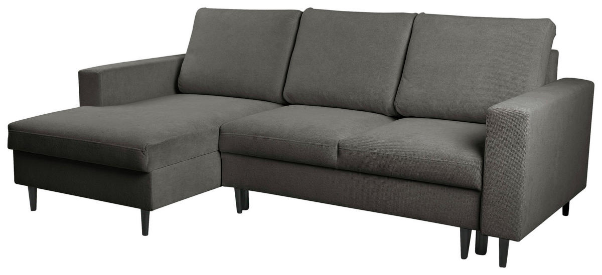 ECKSOFA Dunkelbraun Struktur  - Dunkelbraun/Schwarz, MODERN, Holz/Kunststoff (145/230cm) - MID.YOU