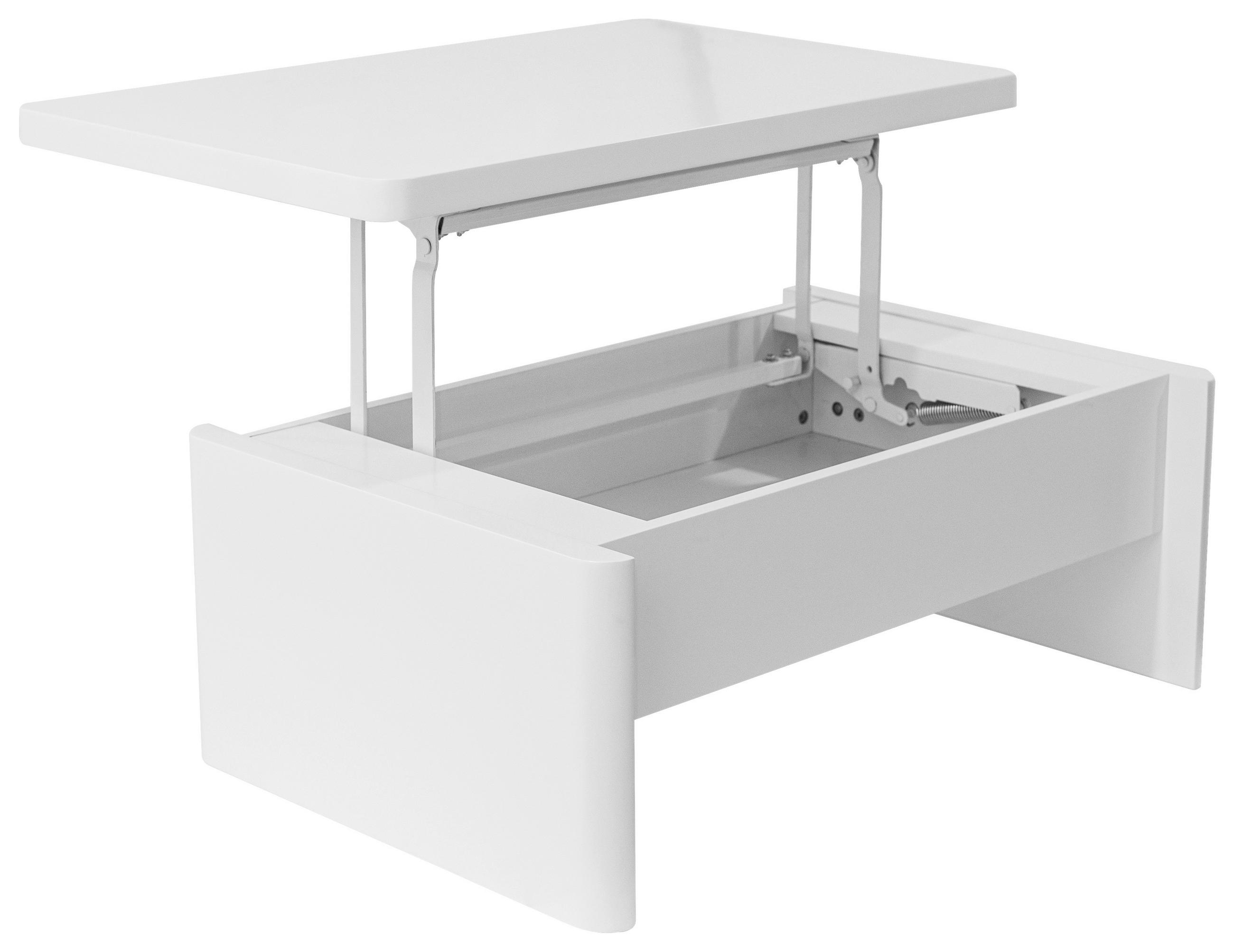 COUCHTISCH 90/60/38-63 cm rechteckig Weiß  - Weiß, KONVENTIONELL, Holzwerkstoff/Metall (90/60/38-63cm) - Xora