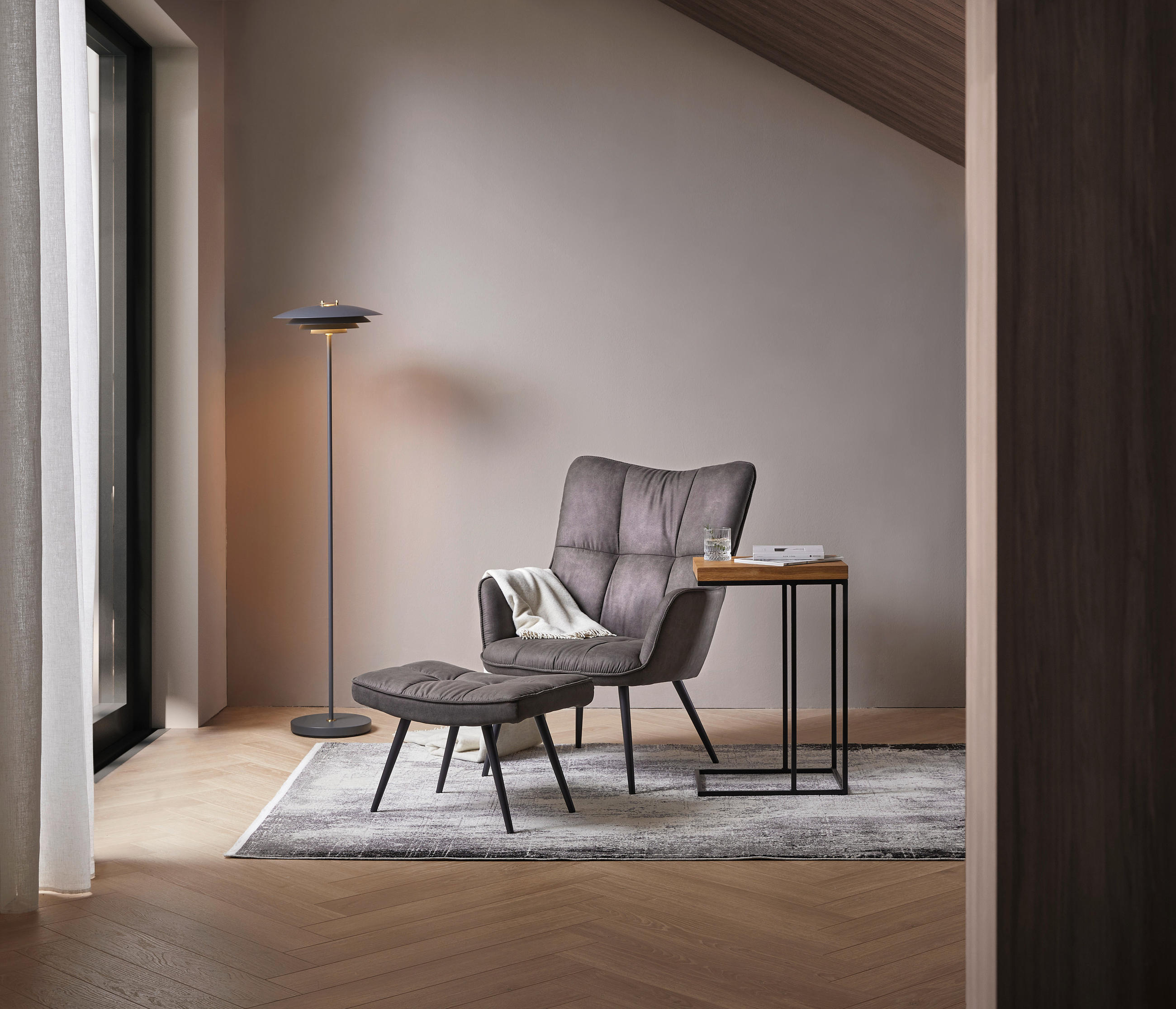 Thumbnail - Novel Sesselset, Schwarz, Dunkelgrau, Metall, Textil, 72x98x81 cm, Wohnzimmer, Sessel, Relaxsessel