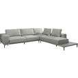 ECKSOFA  in Leinwand Hellgrau  318/271 cm  - Hellgrau/Schwarz, Design, Textil/Metall (318/271cm) - Belluti