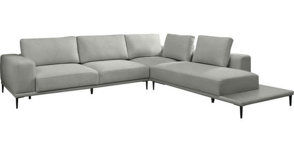 ECKSOFA  in Leinwand Hellgrau  318/271 cm  - Hellgrau/Schwarz, Design, Textil/Metall (318/271cm) - Belluti