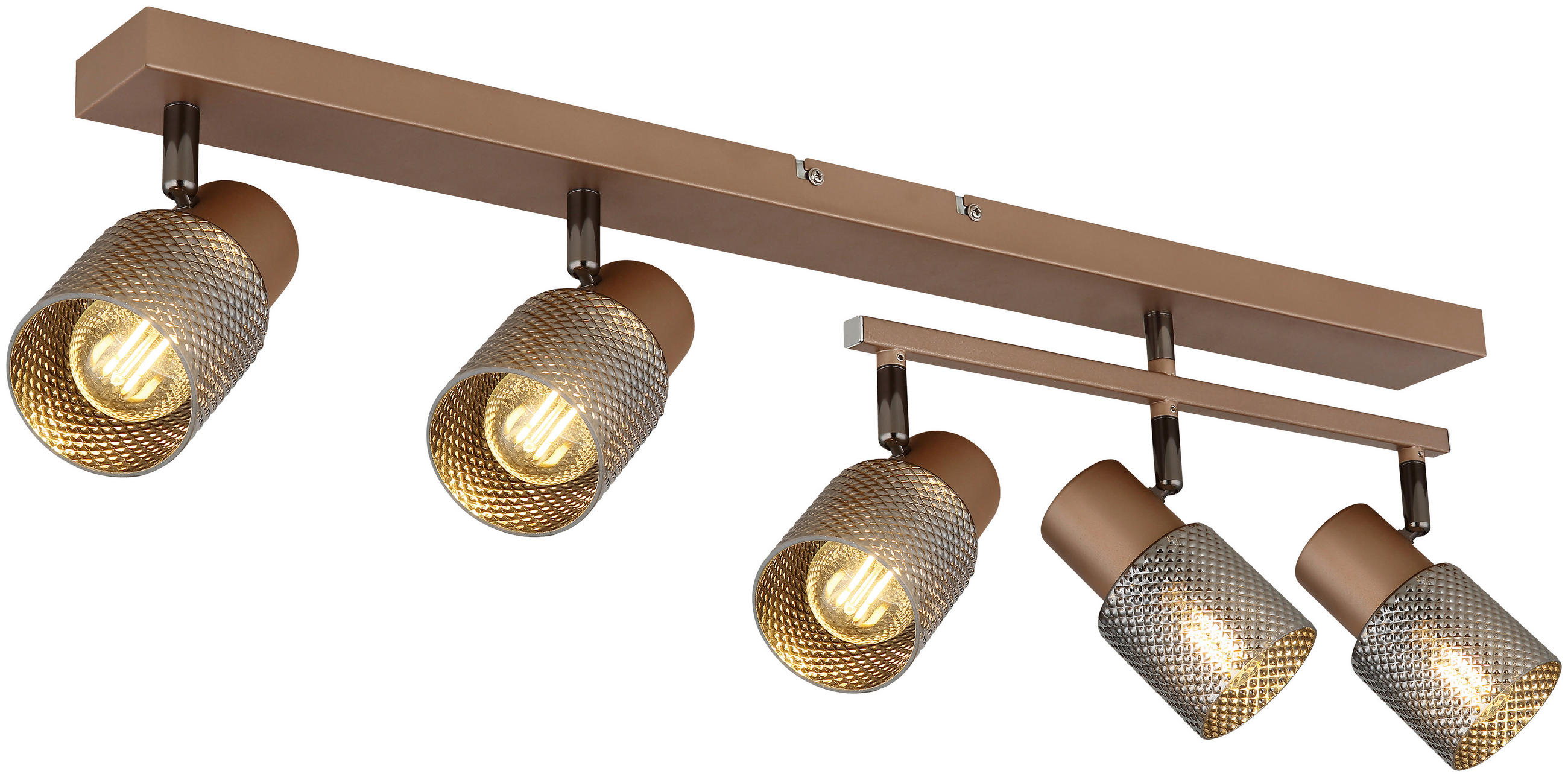 DECKENLEUCHTE 70/35/17,5 cm   - Cappuccino, Design, Glas/Metall (70/35/17,5cm) - Novel