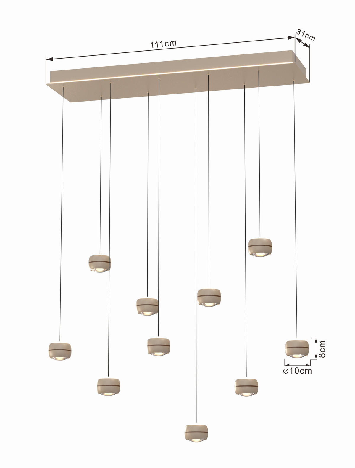LED-HÄNGELEUCHTE 130/22/150 cm  - Sandfarben/Schwarz, Basics, Metall (130/22/150cm)