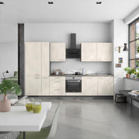 KÜCHENBLOCK Riva 330 cm  in Schieferfarben, Weiß  - Schieferfarben/Edelstahlfarben, MODERN, Holzwerkstoff/Metall (330cm) - Nobilia