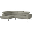 ECKSOFA in Struktur Greige 205/280 cm - Greige/Schwarz, Design, Textil/Metall (205/280cm) - Xora