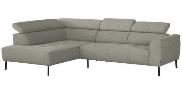 ECKSOFA in Struktur Greige 205/280 cm - Greige/Schwarz, Design, Textil/Metall (205/280cm) - Xora