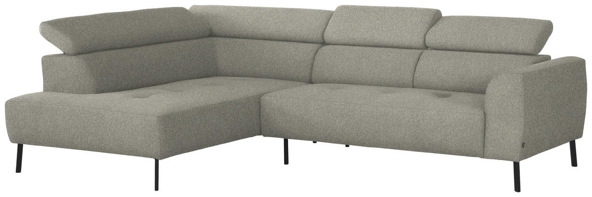 ECKSOFA in Struktur Greige  205/280 cm  - Greige/Schwarz, Design, Textil/Metall (205/280cm) - Xora