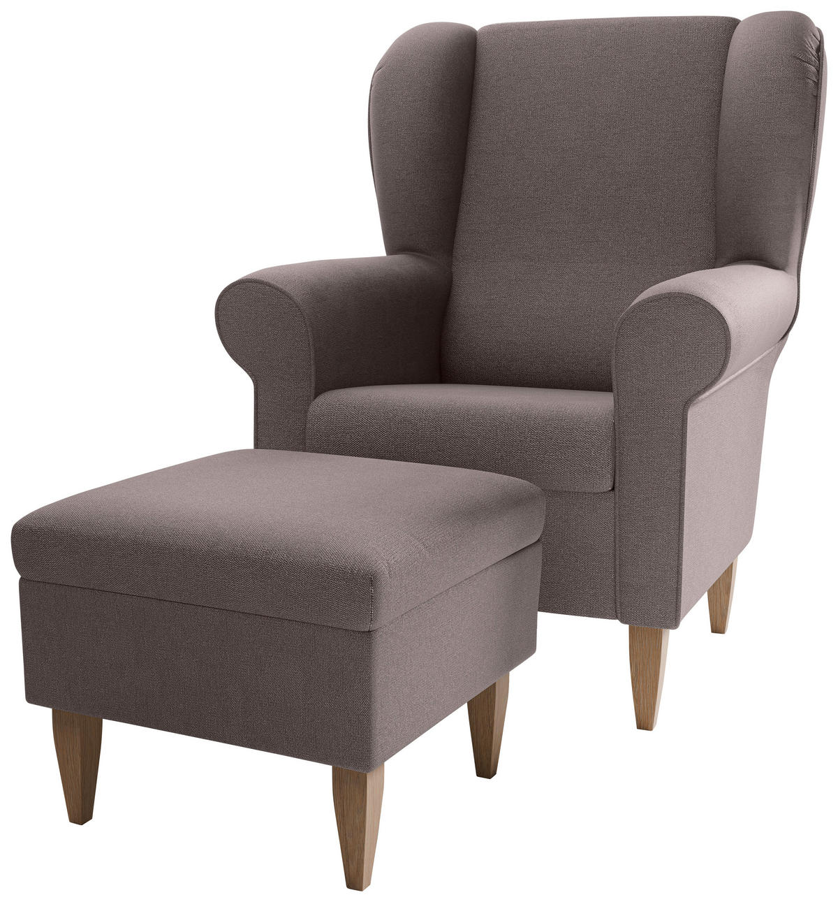 SESSELSET Struktur Braun  - Naturfarben/Braun, Konventionell, Holz/Textil (80/102/86cm) - Livetastic