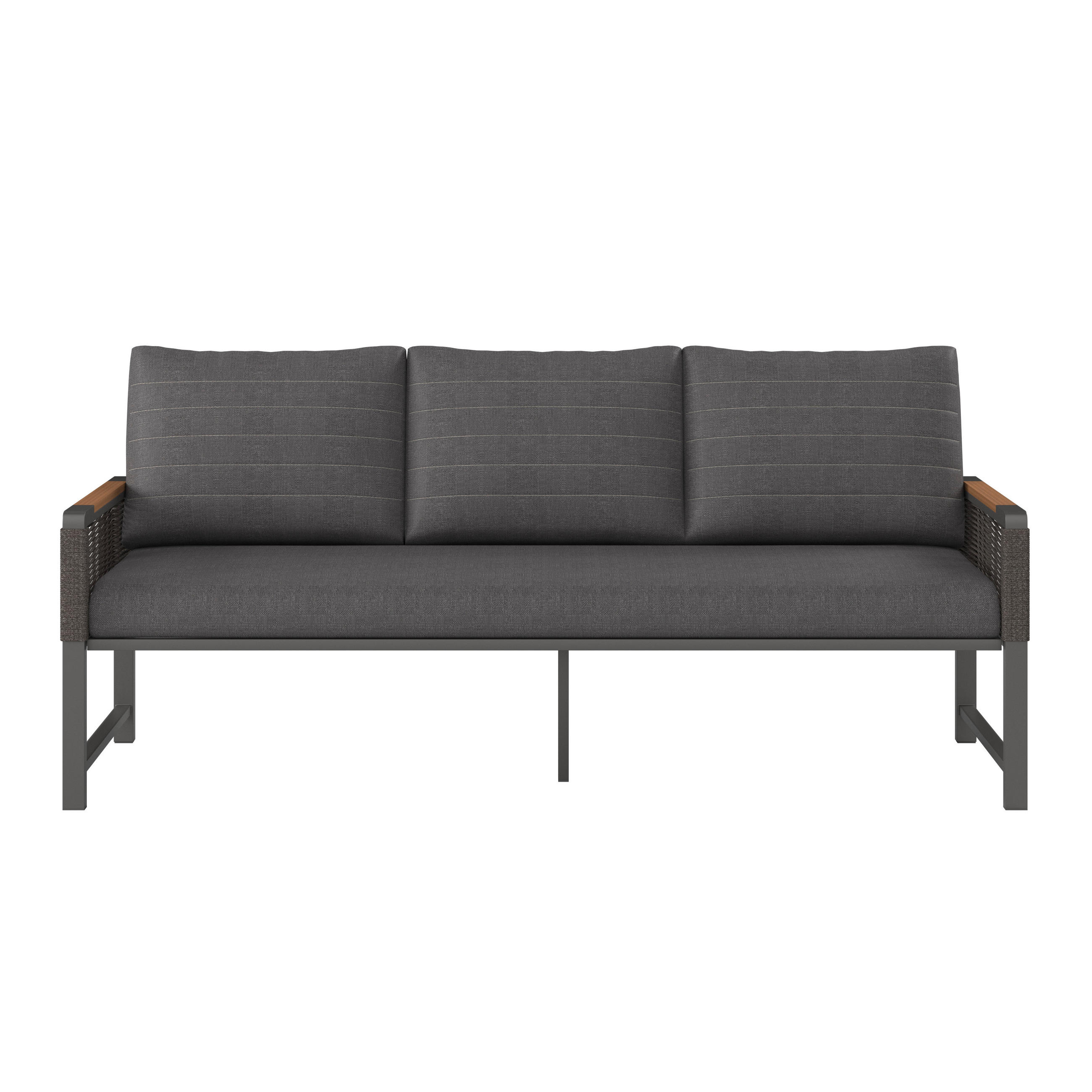 CANAPEA LOUNGE  - gri închis/culoare natur, Modern, plastic/metal (176/72/73cm) - Ambia Garden