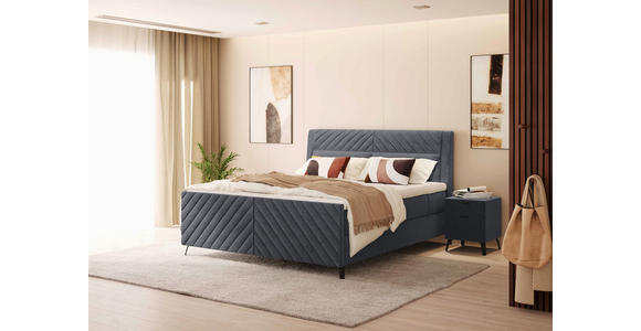 BOXSPRINGBETT 180/200 cm  in Dunkelgrau  - Dunkelgrau/Schwarz, Design, Textil/Metall (180/200cm) - Esposa