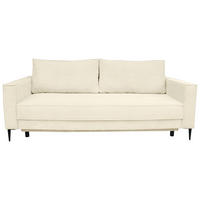 SCHLAFSOFA  mit Liegefunktion, Rücken echt, haustierfreundlicher Bezug Cord Creme  - Creme/Schwarz, KONVENTIONELL, Textil/Metall (222/93/98cm) - Carryhome