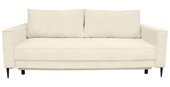 SCHLAFSOFA Cord Creme  - Creme/Schwarz, KONVENTIONELL, Textil/Metall (222/93/98cm) - Carryhome