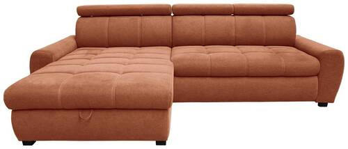 ECKSOFA in Webstoff Cognac  - Weiss/Cognac, Design, Kunststoff/Textil (276/173cm) - Stylife