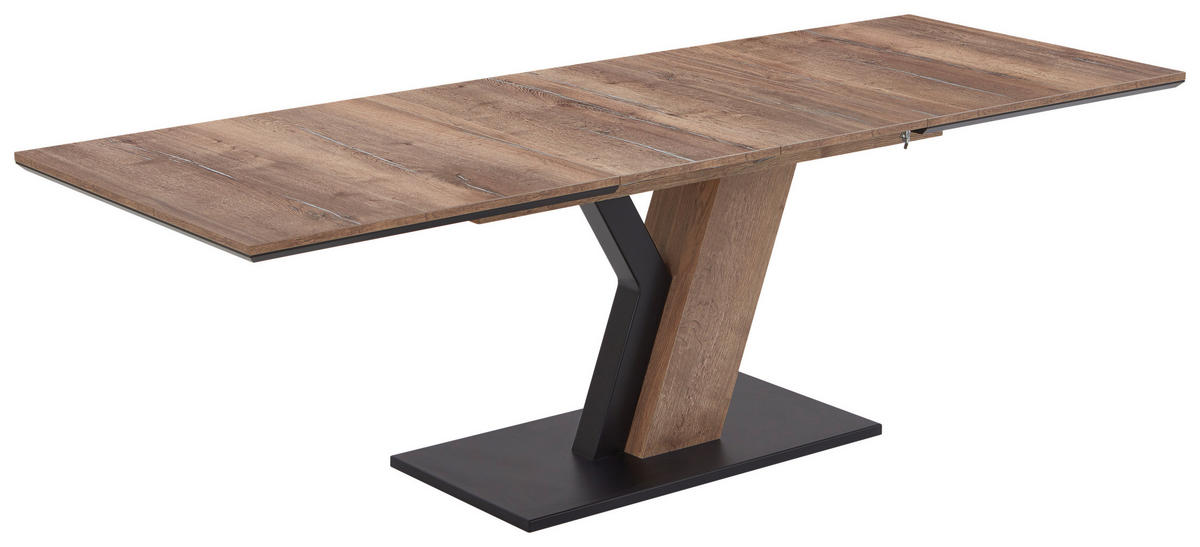 ESSTISCH in Holz 160-240/90/77 cm  - Eichefarben/Schwarz, KONVENTIONELL, Holz (160-240/90/77cm) - Valdera