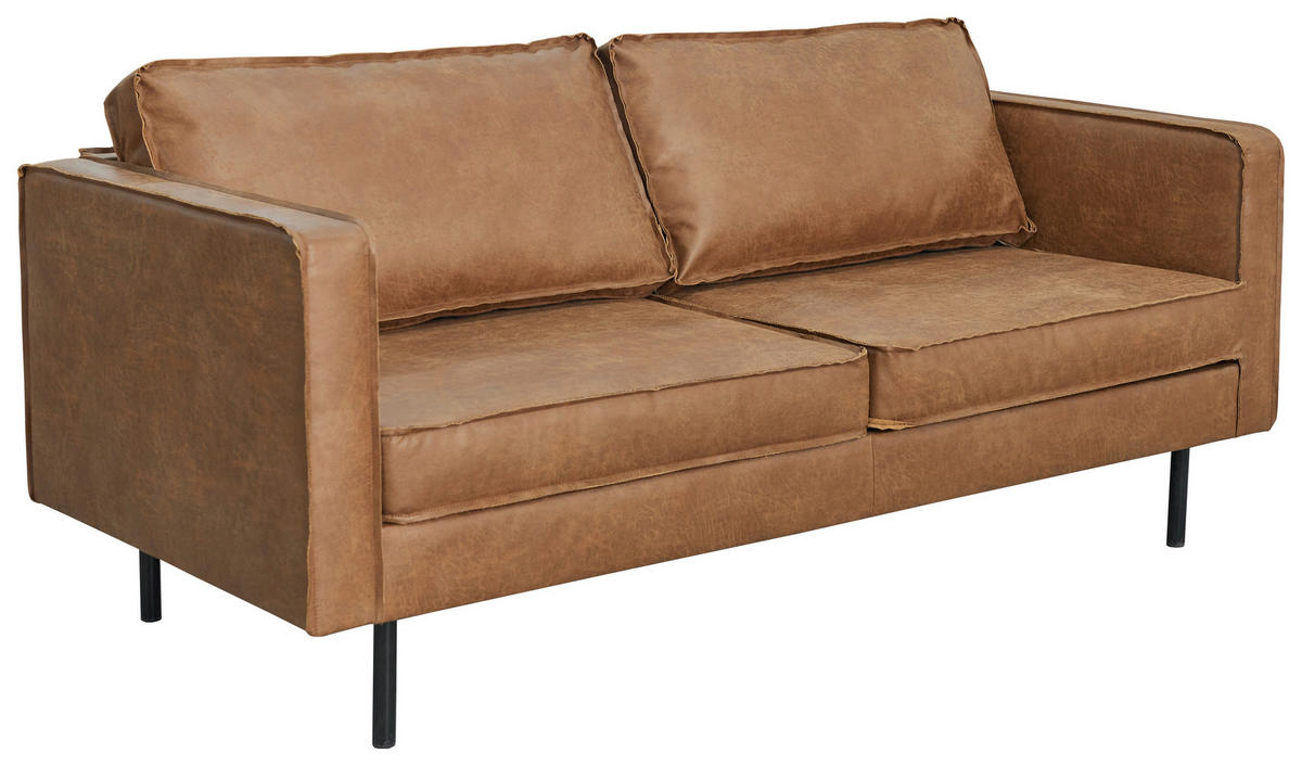 2-SITZER-SOFA Lederlook Braun  - Schwarz/Braun, Design, Leder (190/84/90cm) - MID.YOU