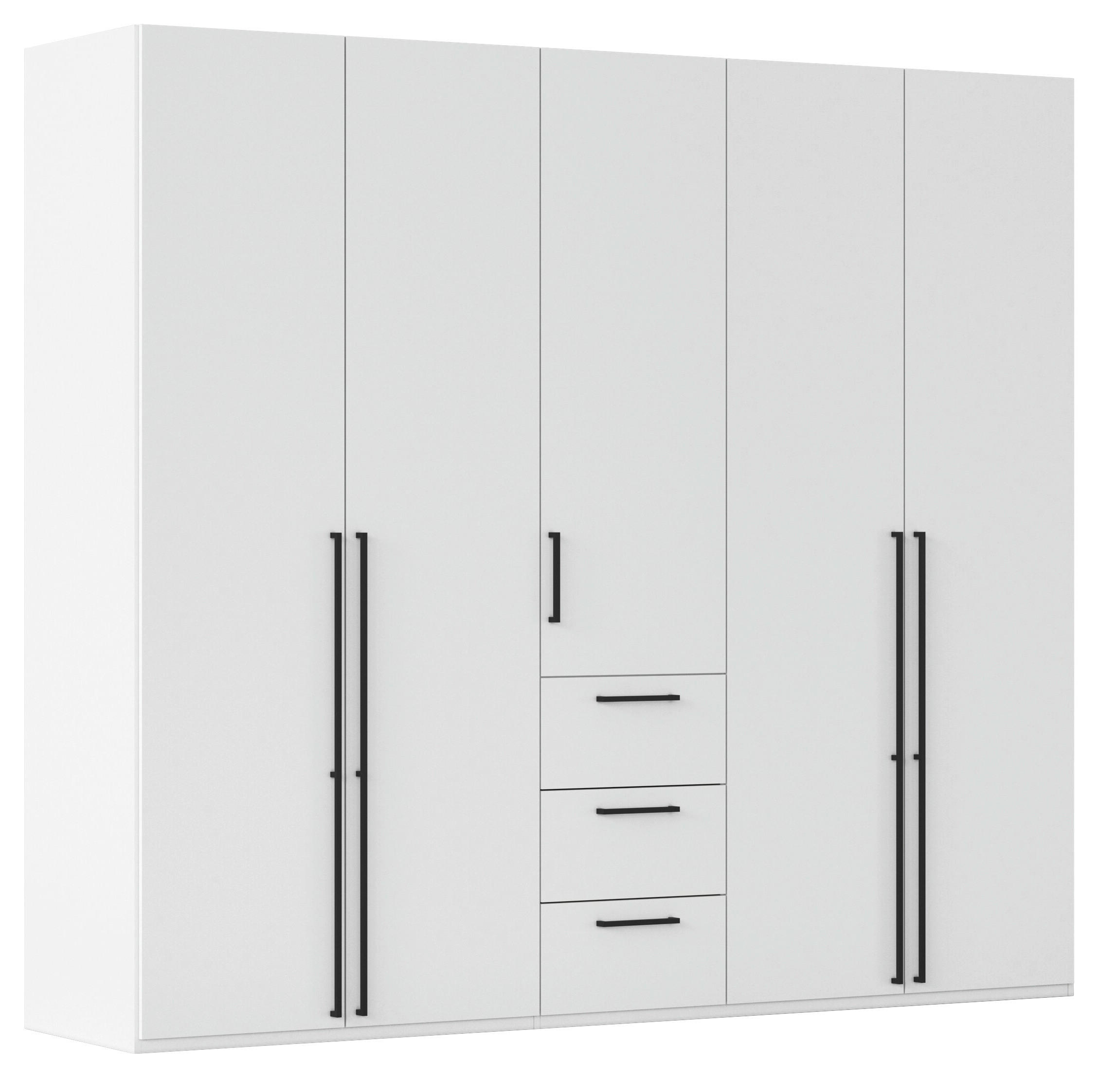DREHTÜRENSCHRANK 251/223/61 cm,  in Weiß, 5-türig  - Schwarz/Weiß, Basics, Holzwerkstoff/Metall (251/223/61cm) - Novel