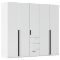 DREHTÜRENSCHRANK 251/223/61 cm,  in Weiß, 5-türig  - Schwarz/Weiß, Basics, Holzwerkstoff/Metall (251/223/61cm) - Novel