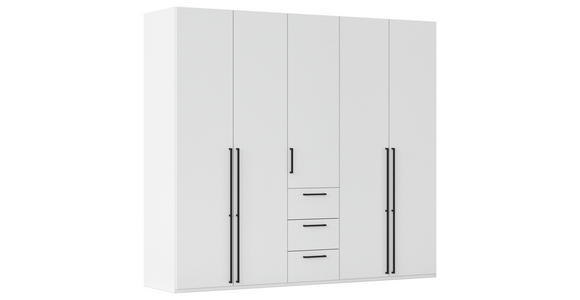 DREHTÜRENSCHRANK 251/223/61 cm,  in Weiß, 5-türig  - Schwarz/Weiß, Basics, Holzwerkstoff/Metall (251/223/61cm) - Novel