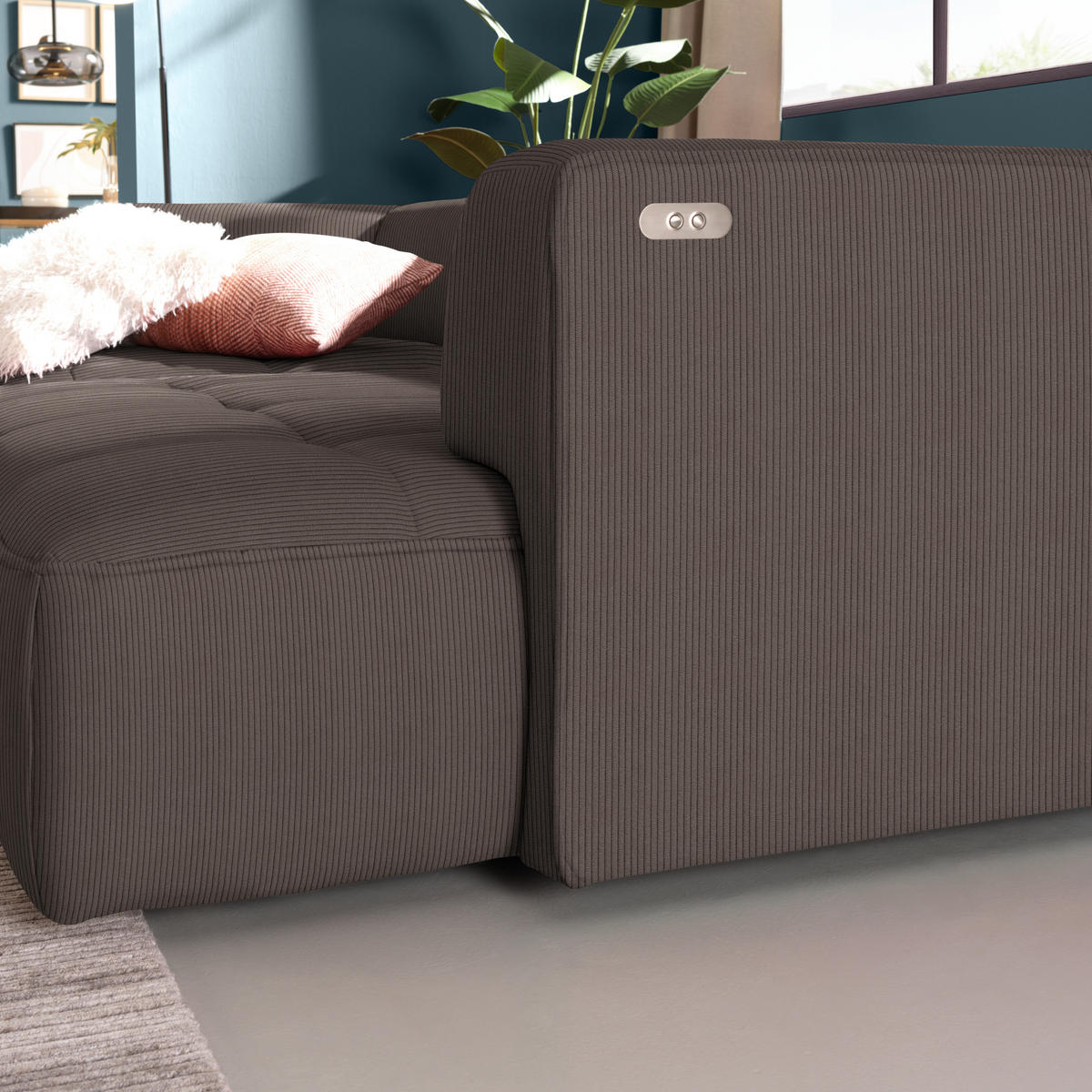 ECKSOFA  in Feincord Dunkelbraun  188/288 cm  - Dunkelbraun/Schwarz, Design, Kunststoff/Textil (188/288cm) - Welnova