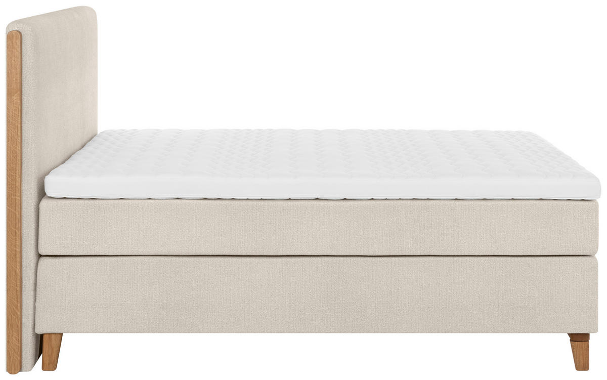 BOXSPRINGBETT 180/200 cm  in Creme  - Eichefarben/Creme, KONVENTIONELL, Holz/Textil (180/200cm) - Welnova