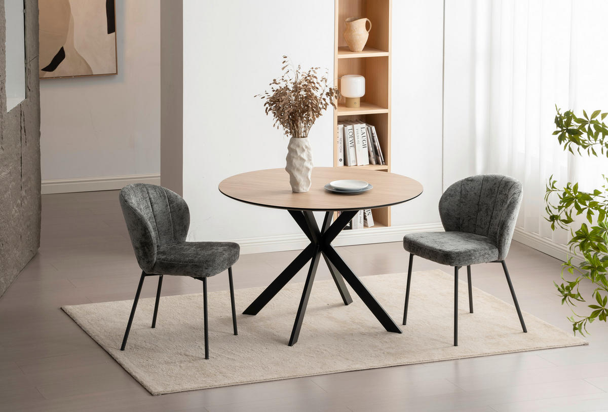 JEDILNA MIZA, barve hrasta  - črna/barve hrasta, Konvencionalno, kovina/leseni material (110/75cm) - P & B