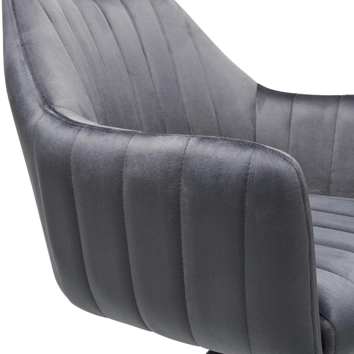 ARMLEHNSTUHL  in Eisen Samt  - Schwarz/Grau, LIFESTYLE, Textil/Metall (60/83/59cm) - MID.YOU