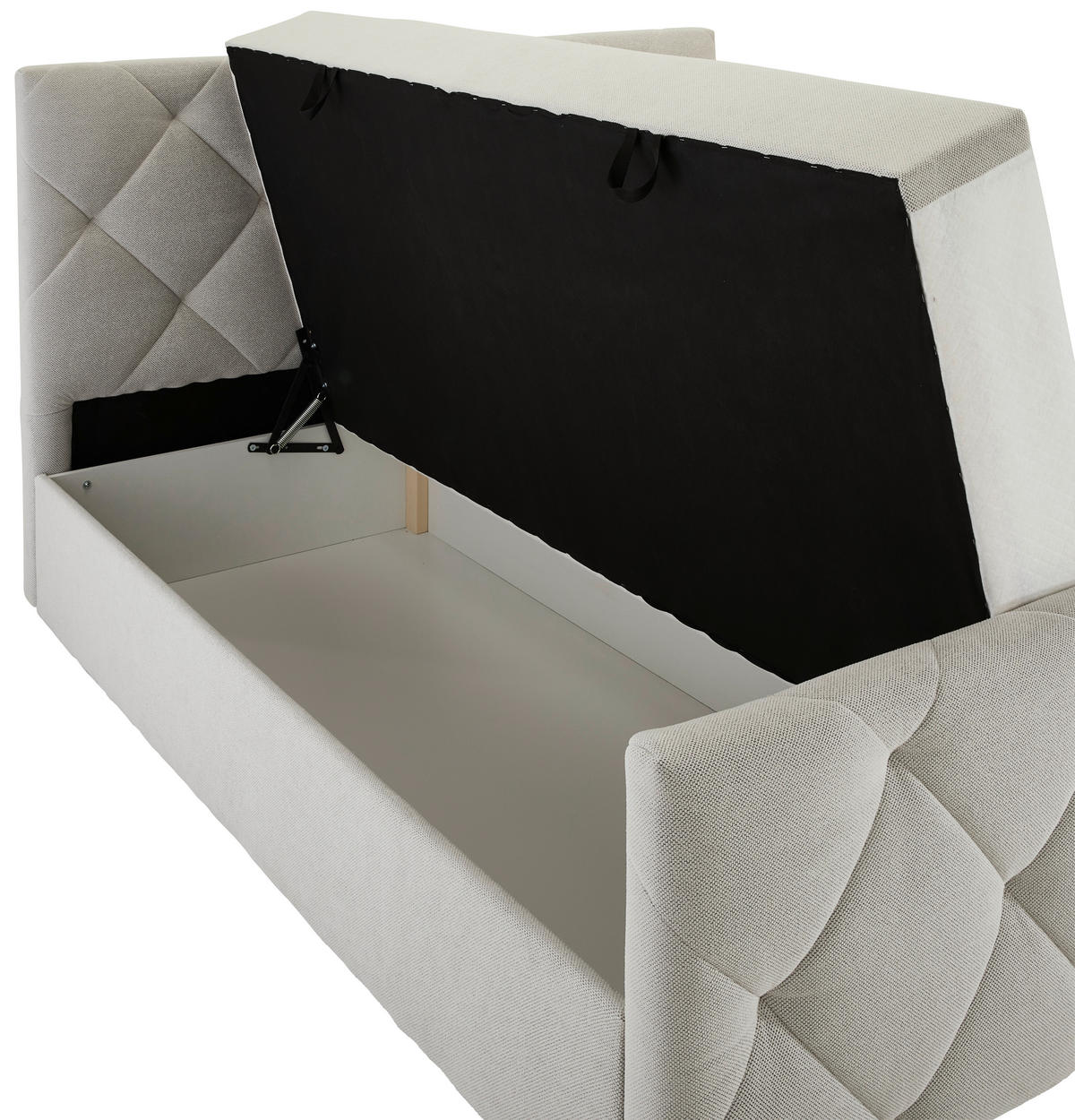 POSTELJA Z VZMETNICO 180 cm   x 200 cm  , tekstil krem barve  - črna/krem barve, Konvencionalno, umetna masa/tekstil (180/200cm) - Carryhome